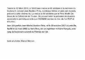 2018 03 12 TOULON MESSE A LA MEMOIRE DU LIEUTNANT COLONEL JEAN BASTIEN THIRY